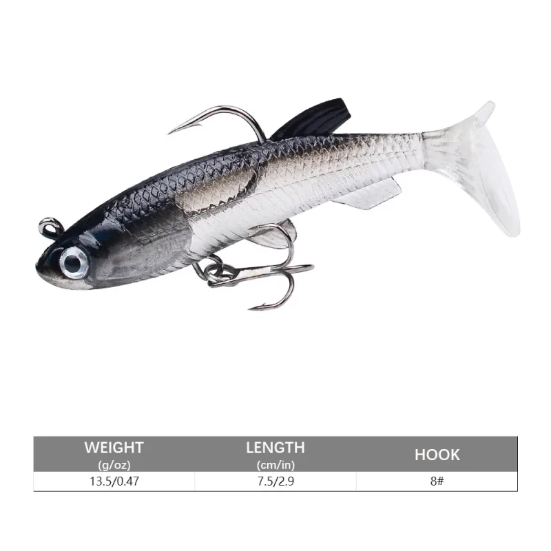 Soft Rubber Swimbait Lure – 75mm / 85mm Curly T-Tail Sinking Bait for Bass, Pike & More - Image 5