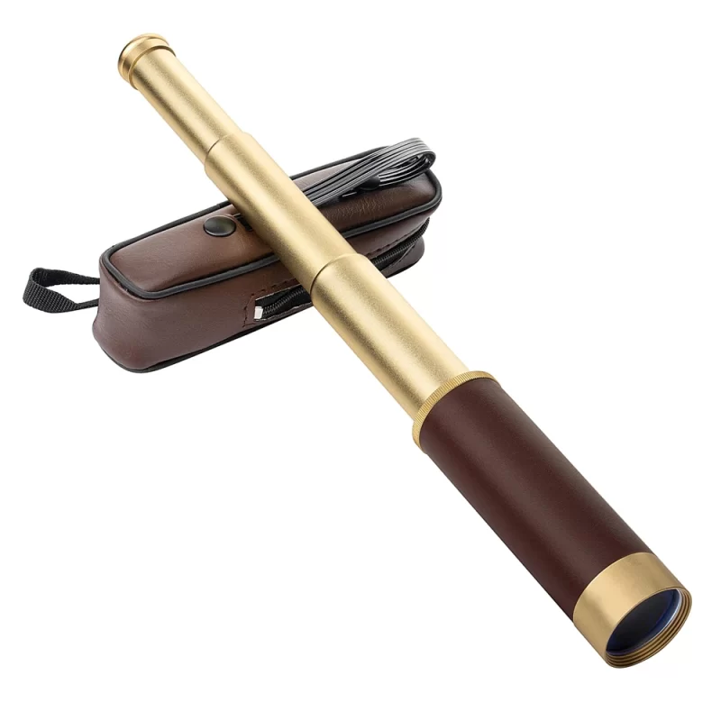 Brass Handheld Monocular – 25x30 Collapsible Pirate-Style Telescope for Hiking, Travel & Gifts