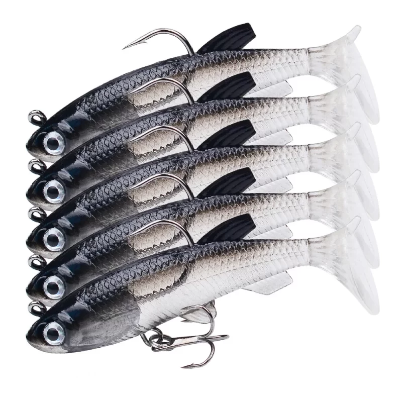 Soft Rubber Swimbait Lure – 75mm / 85mm Curly T-Tail Sinking Bait for Bass, Pike & More