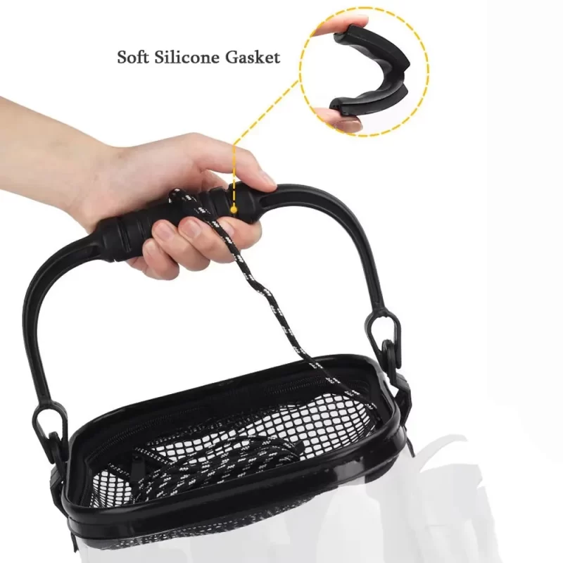 Folding EVA Fishing Bucket – Transparent Live Fish Storage Bag with Rope & Handle - Image 5