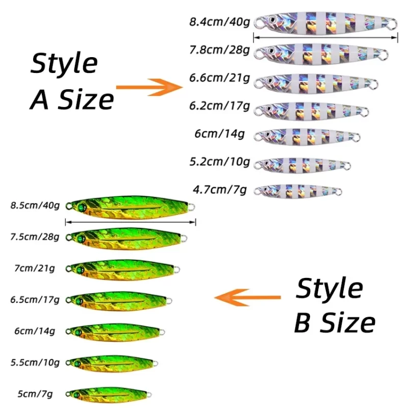 5pcs Metal Jig Fishing Lure Set – 10g to 40g Weights for Bass, Trout, and Saltwater Jigging - Image 3