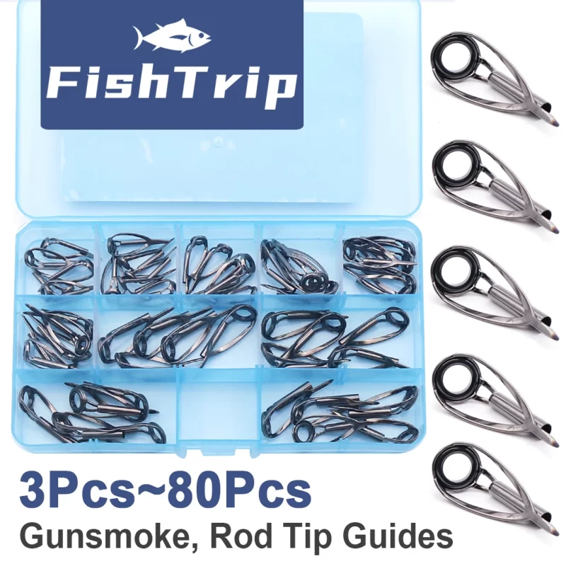 Fishtrip Rod Tip Repair Kit – 3pcs to 80pcs Stainless Steel Tip Tops for Spinning & Casting Rods
