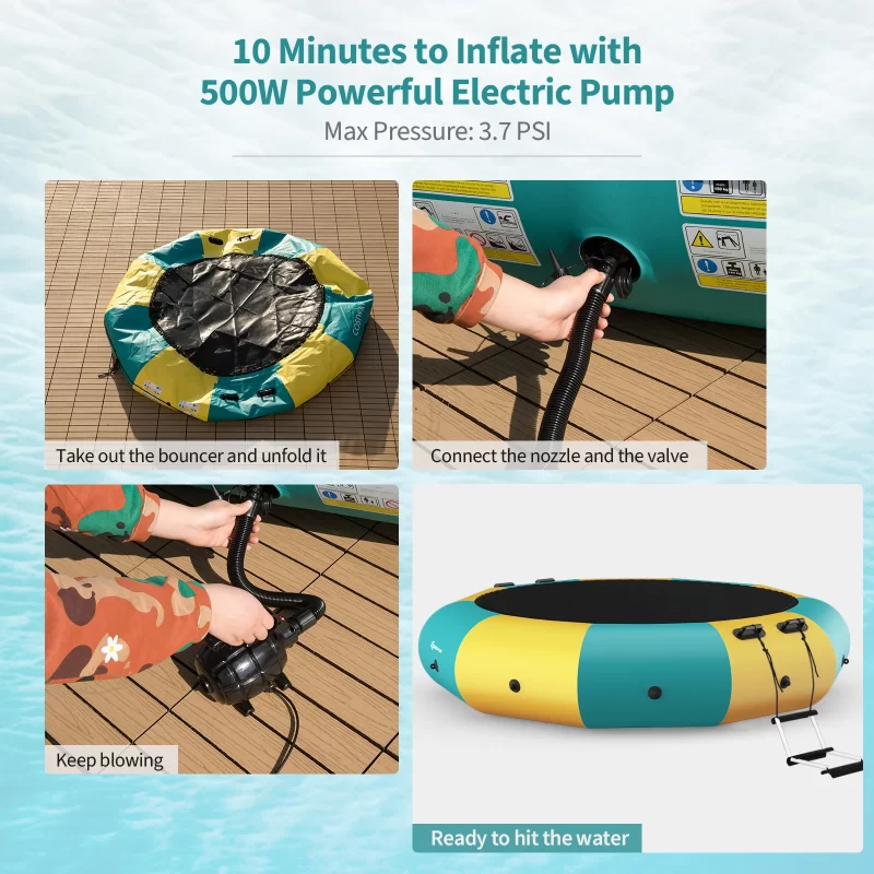 10ft Inflatable Water Bouncer – Floating Splash Pad & Trampoline for Lakes, Beaches & Boat Days - Image 4