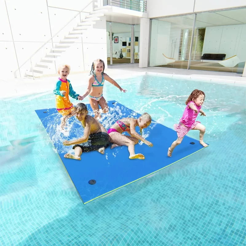 Floating Water Pad Mat 3-Layer Floating Foam Pad 9' x 6' Water Pad with Storage Straps Water Activities Mat