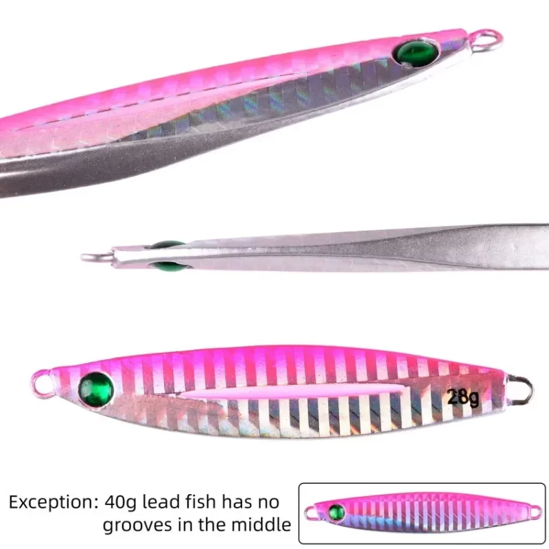 5pcs Metal Jig Fishing Lure Set – 10g to 40g Weights for Bass, Trout, and Saltwater Jigging - Image 4