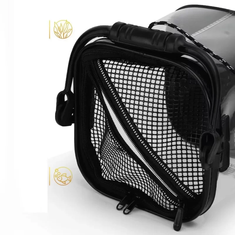 Folding EVA Fishing Bucket – Transparent Live Fish Storage Bag with Rope & Handle - Image 4