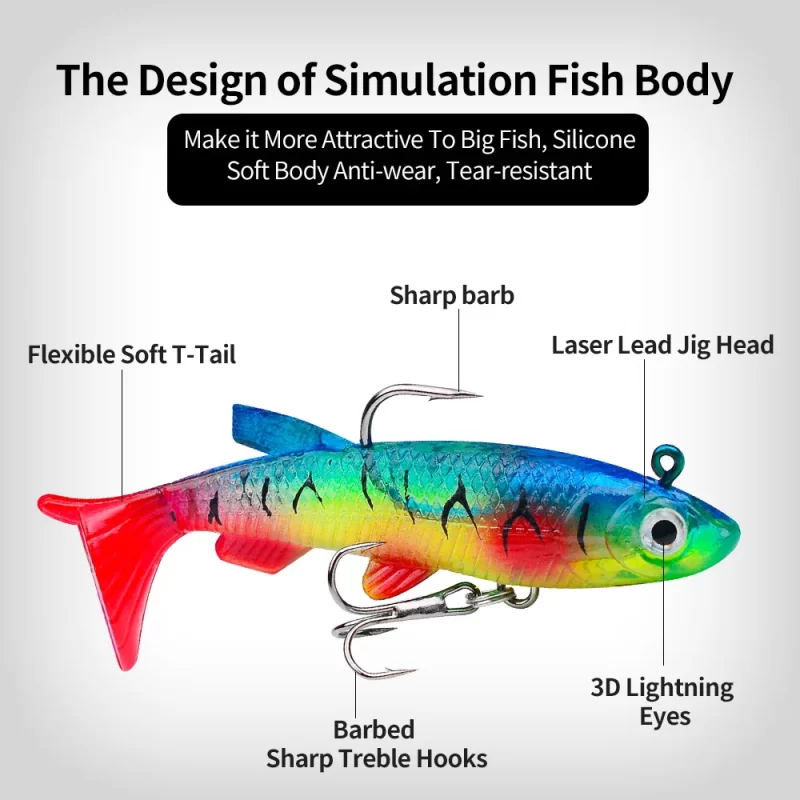 Soft Rubber Swimbait Lure – 75mm / 85mm Curly T-Tail Sinking Bait for Bass, Pike & More - Image 6