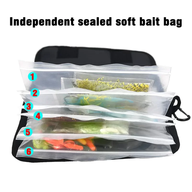 Waterproof Bait Storage Bag – PVC Partitioned Carry Case for Lures, Soft Plastics & Tackle - Image 3