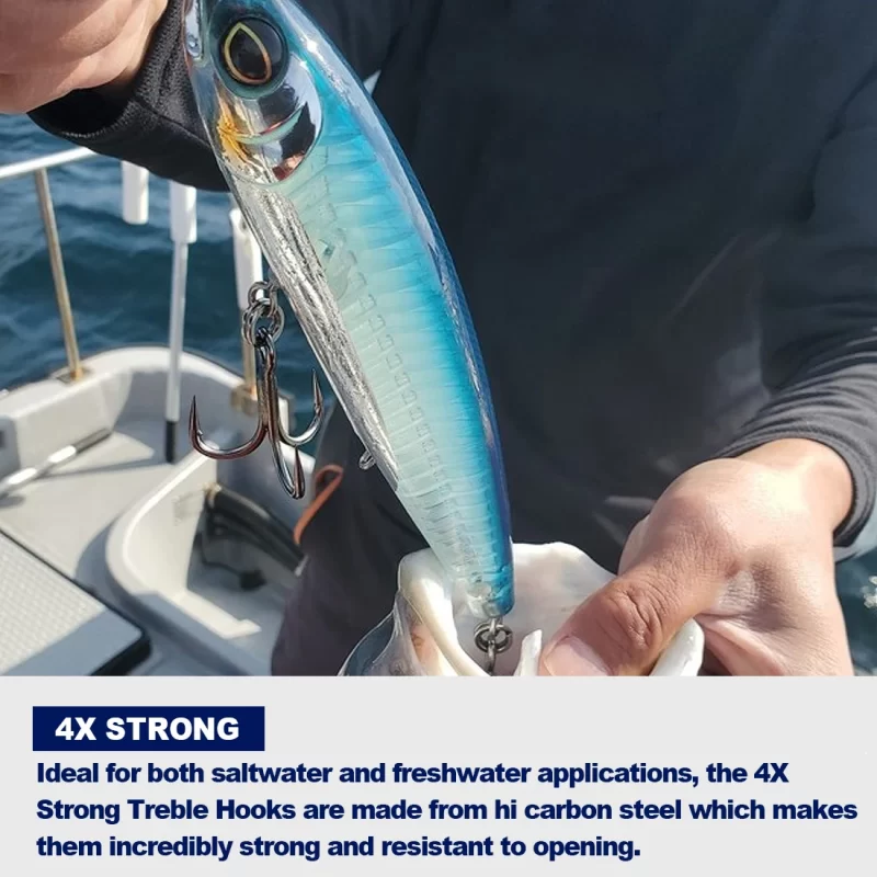 Fishtrip 4X Treble Hooks – High Carbon Steel, Barbed Saltwater Hooks for Lures, Jigs & Rigs - Image 4