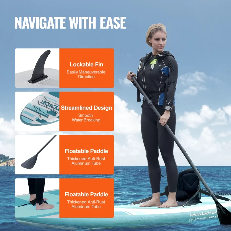 Inflatable Stand-Up Paddle Board – 10'/10.6' SUP with Kayak Seat, Paddle & Accessories - Image 4