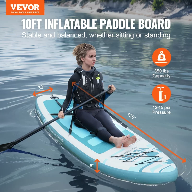 Inflatable Stand-Up Paddle Board – 10'/10.6' SUP with Kayak Seat, Paddle & Accessories - Image 2