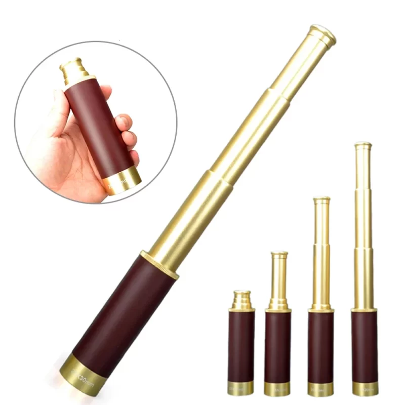 Brass Handheld Monocular – 25x30 Collapsible Pirate-Style Telescope for Hiking, Travel & Gifts - Image 5
