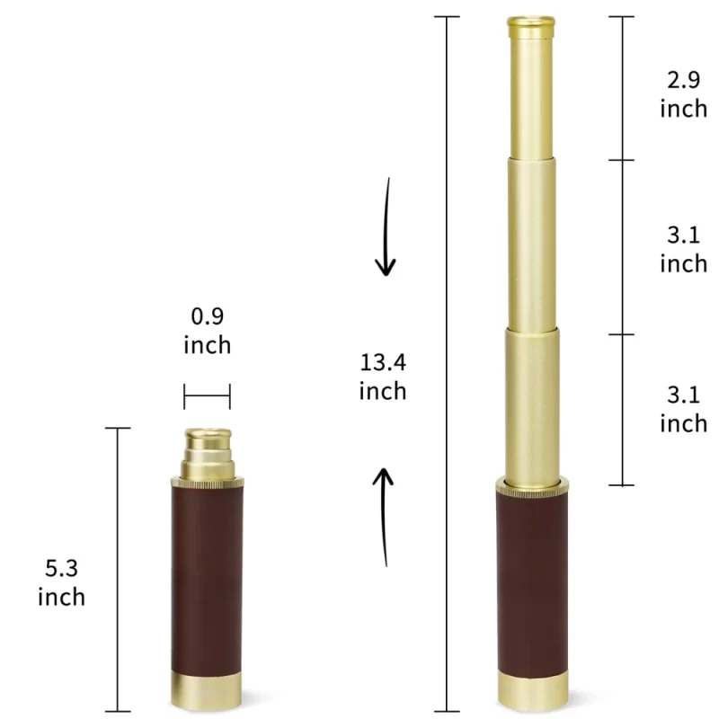 Brass Handheld Monocular – 25x30 Collapsible Pirate-Style Telescope for Hiking, Travel & Gifts - Image 2