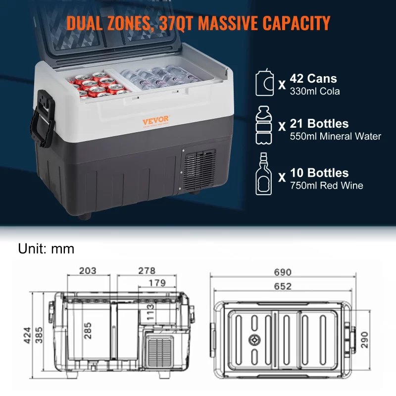 Portable Compressor Car Refrigerator – 35L / 45L / 55L with Foldable Handle & Wheels - Image 5