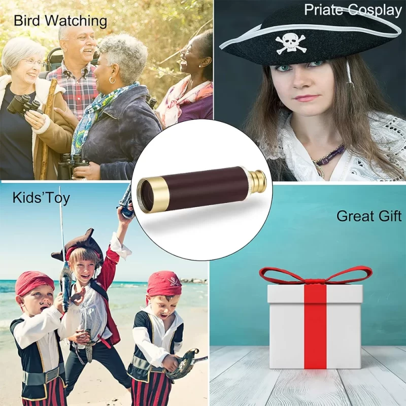 Brass Handheld Monocular – 25x30 Collapsible Pirate-Style Telescope for Hiking, Travel & Gifts - Image 6
