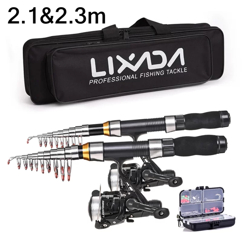 Lixada Telescopic Fishing Rod & Reel Combo – Full Carbon Fiber Travel Kit with Carry Case