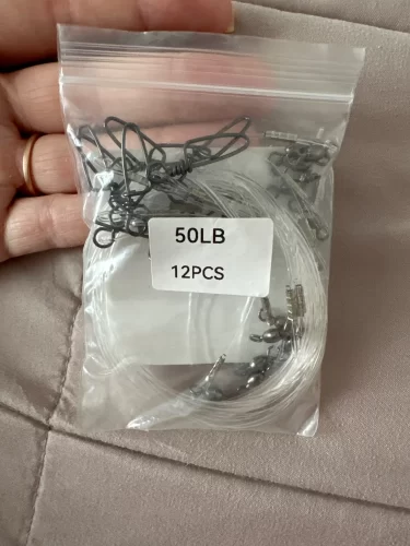 10-Pack Fluorocarbon Fishing Leaders – 20lb / 50lb Line with Swivels & Snaps photo review
