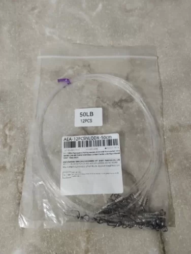 10-Pack Fluorocarbon Fishing Leaders – 20lb / 50lb Line with Swivels & Snaps photo review